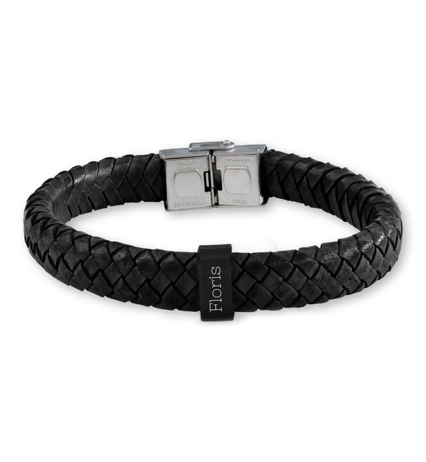 KAYA sieraden Boys bracelet with name Leather Â´Rock My WorldÂ´ | Black