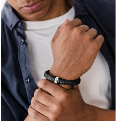 KAYA sieraden Jongens Armband Leer met Naam Rock My World