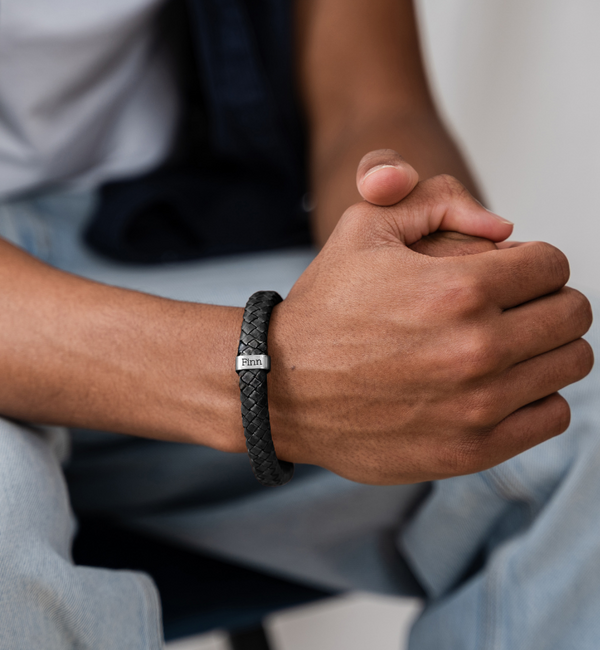 KAYA sieraden Jongens Armband Leer met Naam Rock My World