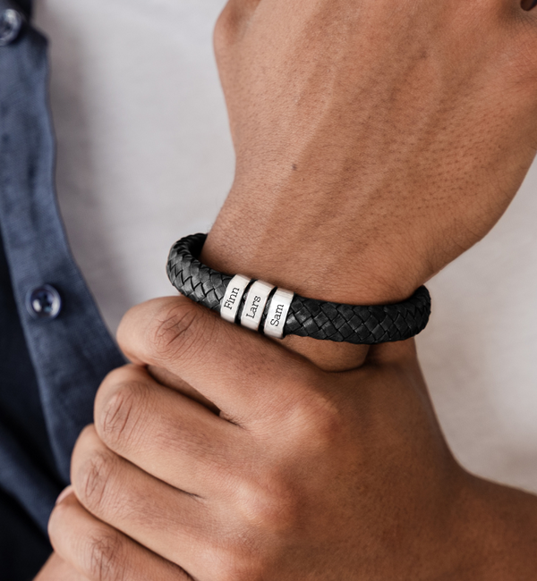 KAYA sieraden Jongens Armband Leer met Naam Rock My World