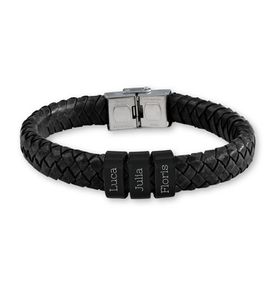 KAYA sieraden Herenarmband Leer Rock My World Zwart