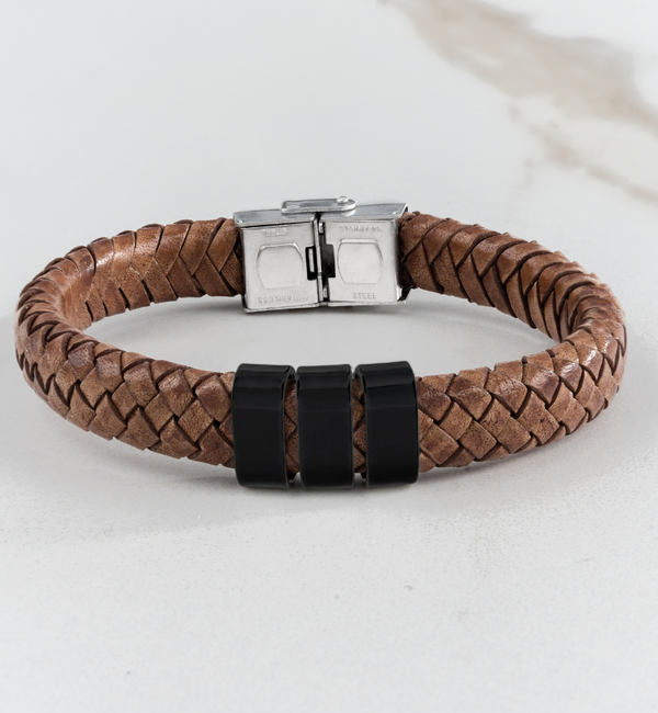 Sieraden Boys bracelet with name Leather Â´Rock My WorldÂ´ | Black