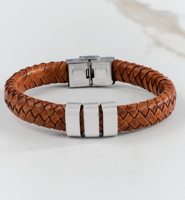 KAYA sieraden Men's Bracelet Leather 'Rock My World' Silver | Choose your Charms