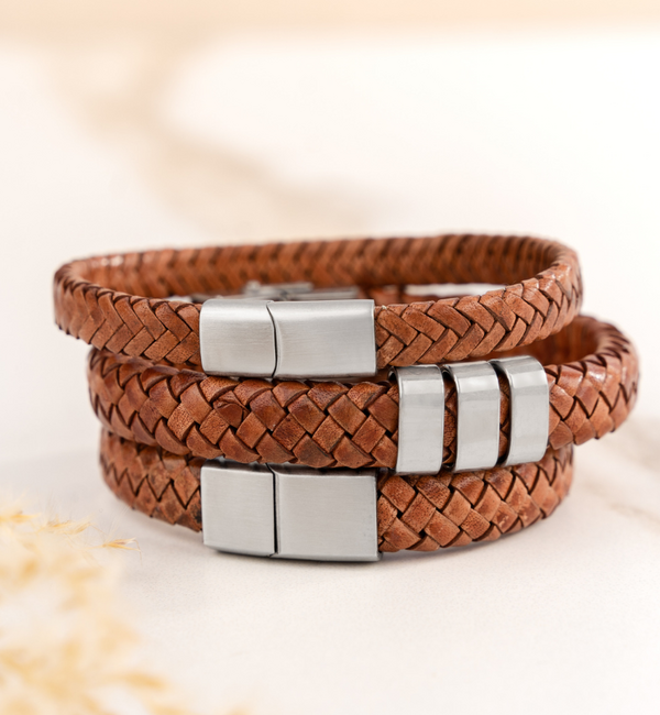 Sieraden Boys bracelet with name Leather Â´Rock My WorldÂ´ | Black