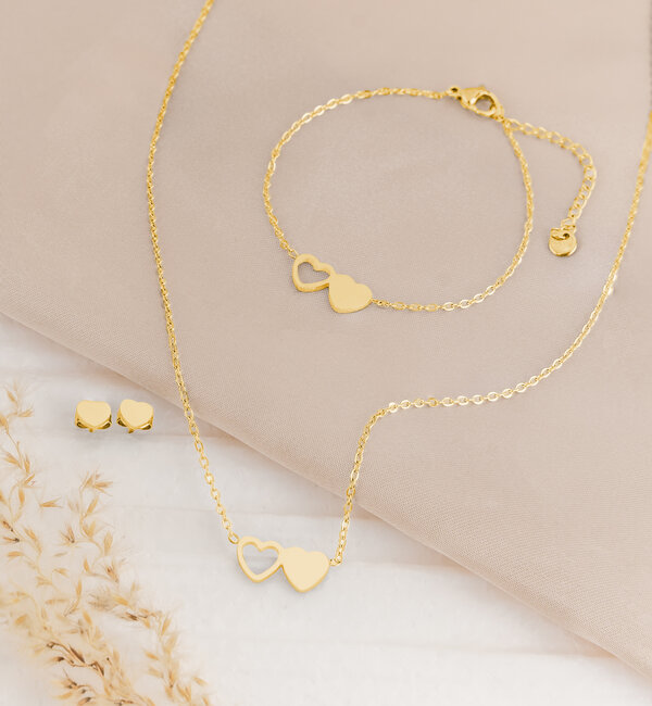 KAYA sieraden Bracelet Ladies Two Hearts | Stainless Steel