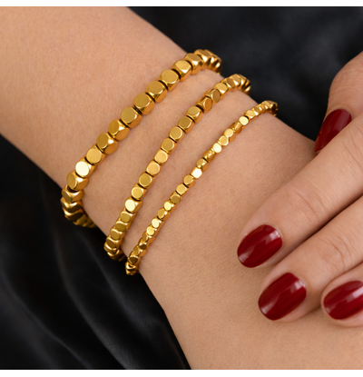 KAYA sieraden Armband  Set Dames  'Golden Blocks'