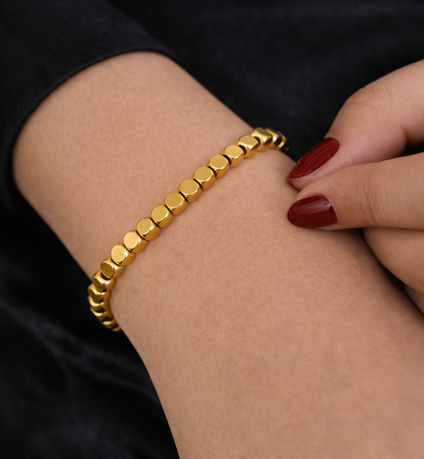 KAYA sieraden Bracelet Ladies 'Golden Blocks' Large | Stainless Steel