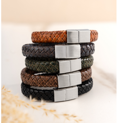 KAYA sieraden Heren Armband Leer 11 mm