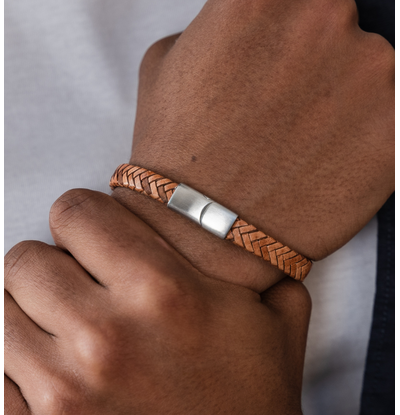 KAYA sieraden Gevlochten Armband Leer Heren