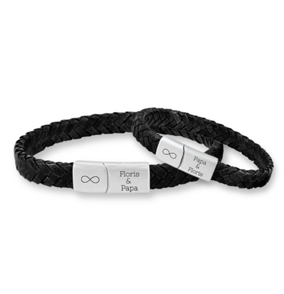 KAYA sieraden Father & Son Bracelets with Engraving Braided Leather | Choose the color