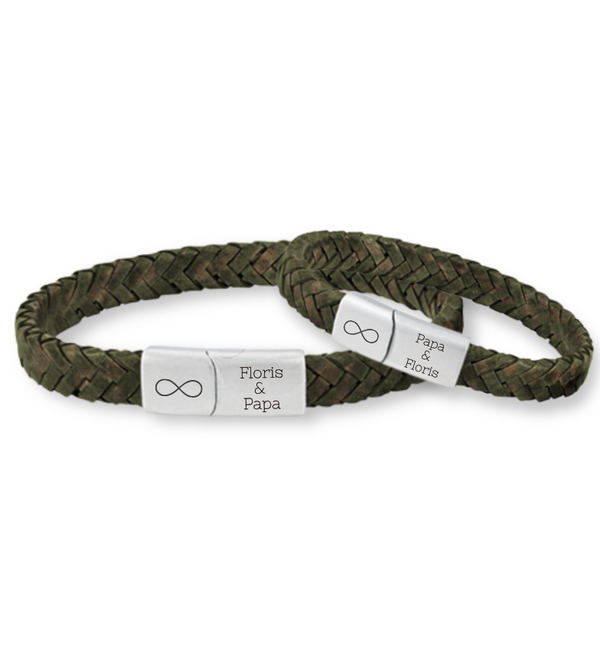 KAYA sieraden Father & Son Bracelets with Engraving Braided Leather