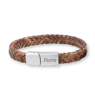 KAYA sieraden Jongens Armband Leer met Gravure | Kies de kleur