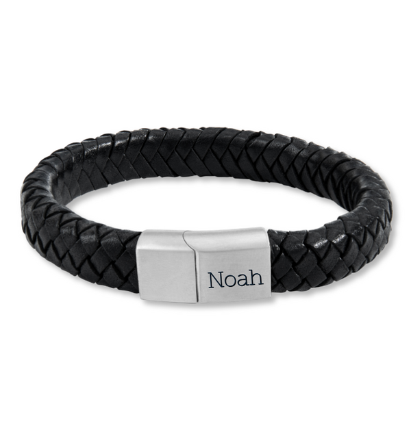 KAYA sieraden Heren Armband Leer met Gravure 11mm