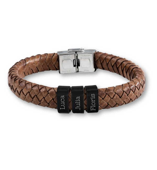 KAYA sieraden Men's Bracelet Leather 'Rock My World' Black | Create Your Own