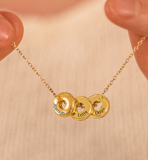 KAYA sieraden Ketting met 3 Namen 'Donut'