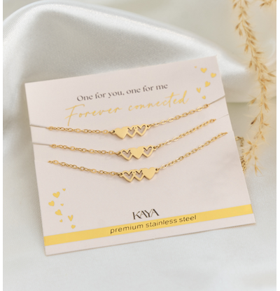 KAYA sieraden Mother & Daughter necklace set ‘Hearts’ | Stainless Steel