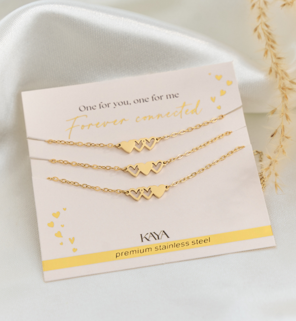 KAYA sieraden Mother & Daughter necklace set ‘Hearts’ | Stainless Steel