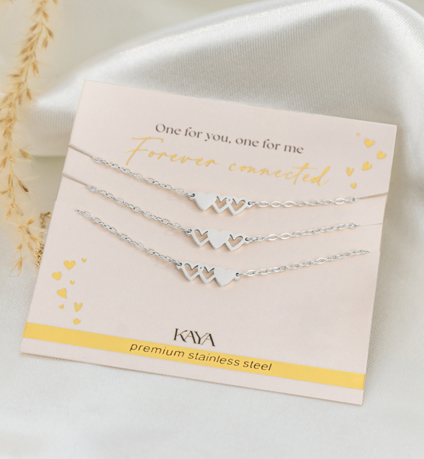 KAYA sieraden Mother & Daughter necklace set ‘Hearts’ | Stainless Steel