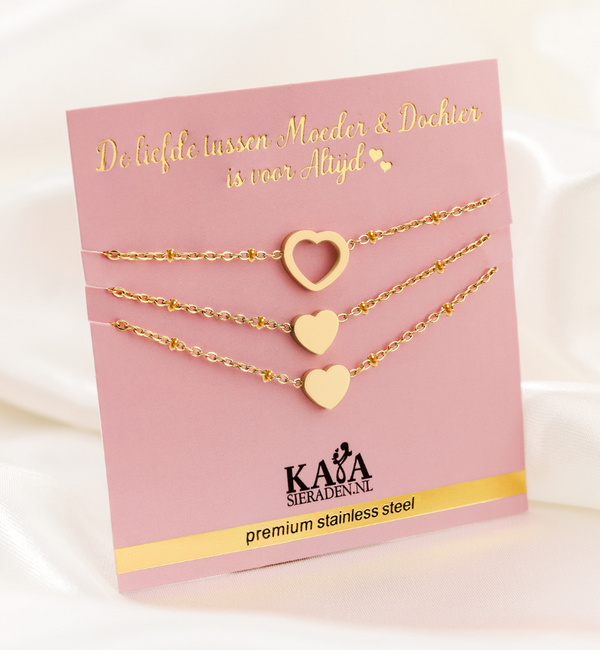 KAYA sieraden Mother & Daughters bracelets ‘Hearts’ | Stainless Steel