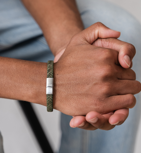 KAYA sieraden Gevlochten Armband Leer Heren