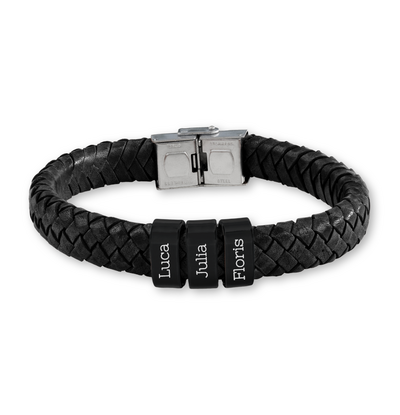 KAYA sieraden Herenarmband Leer Rock My World Zwart