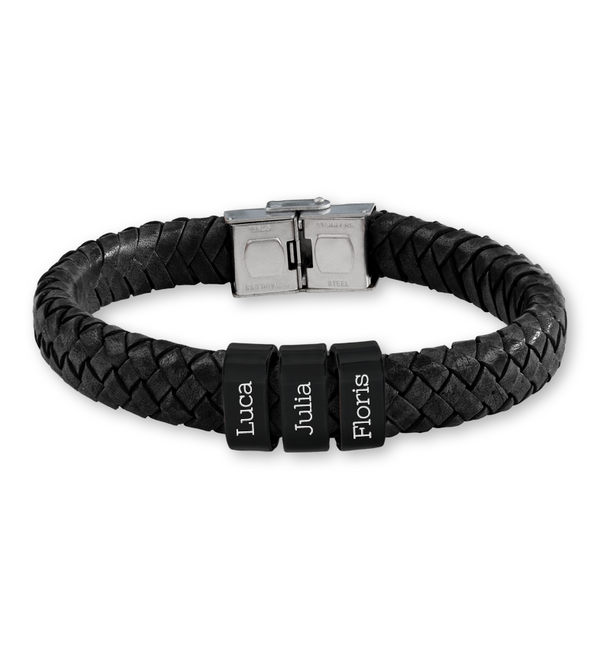 KAYA sieraden Men's Bracelet Leather 'Rock My World' Black | Create Your Own