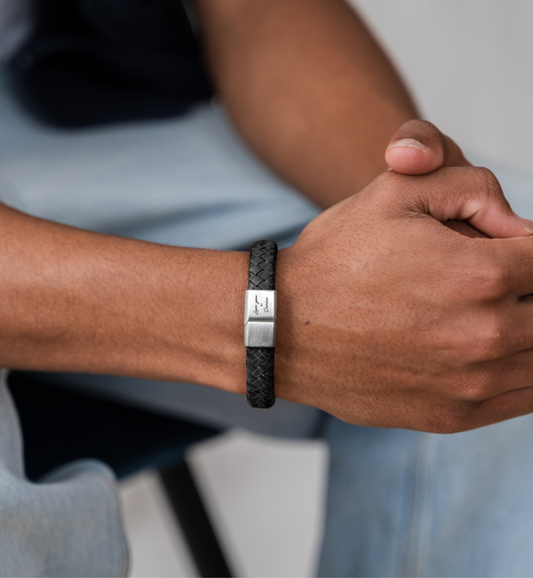 KAYA sieraden Leather Men's Bracelet 'Handwritten' with Own Handwriting
