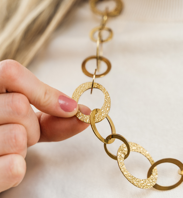 KAYA sieraden Bold Lange ketting 'Hammered' I  60 cm