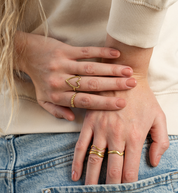 KAYA sieraden Minimalist Adjustable Ring Waves | Stainless Steel