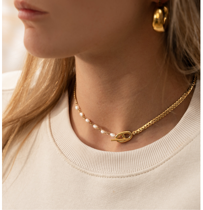 KAYA sieraden Parelketting 'Vintage' met Slotje | Stainless Steel