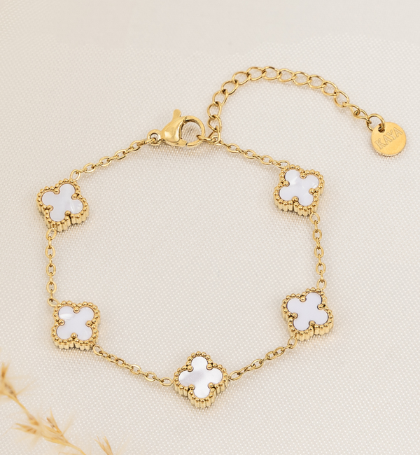 KAYA sieraden Kinderarmband Klaver Wit| Stainless Steel