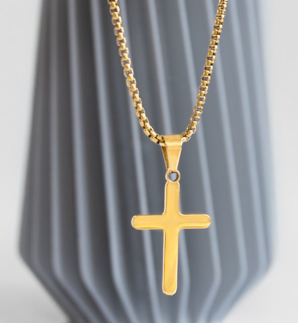 KAYA sieraden Steel men's cross chain | Gold