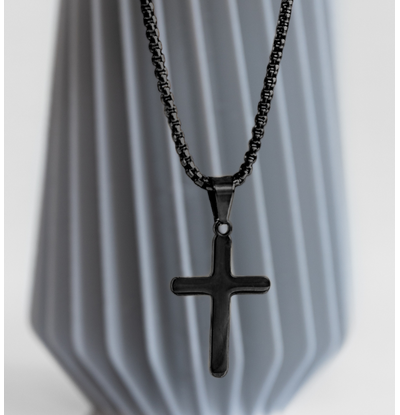 KAYA sieraden Steel men's chain Cross | Black