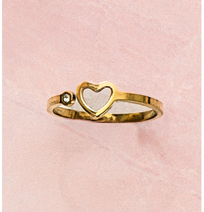 KAYA sieraden Verstelbare Ring Open Hartje met Kristal