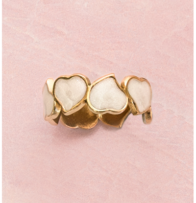 KAYA sieraden Adjustable Ring Hearts with Mother of Pearl