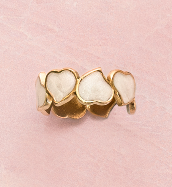 KAYA sieraden  Adjustable Ring Hearts with Mother of Pearl | Stainless Steel