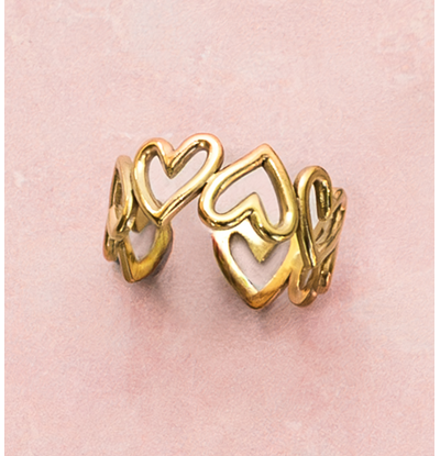 KAYA sieraden Verstelbare Ring met Open Hartjes