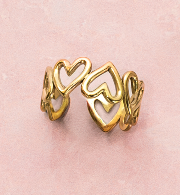 KAYA sieraden Adjustable Ring with Oval Patterns | Stainless Steel   - Copy