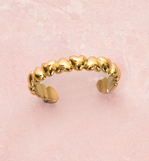 KAYA sieraden Verstelbare Ring Hartjes | Stainless Steel