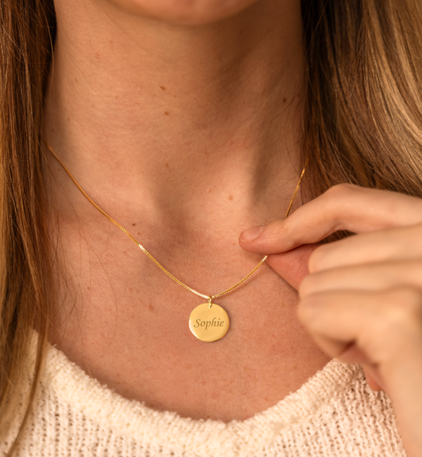 KAYA sieraden Coin ketting  met namen I 16mm