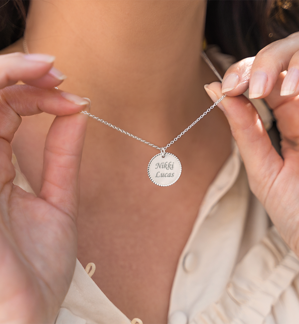 KAYA sieraden  Necklace with 2 Names 'Beaded Disc'