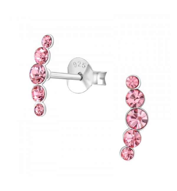 KAYA sieraden Silver Children's Earrings Pink Crystal
