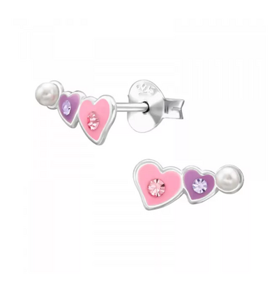 KAYA sieraden Children's Earrings Crystal Heart with Pearl