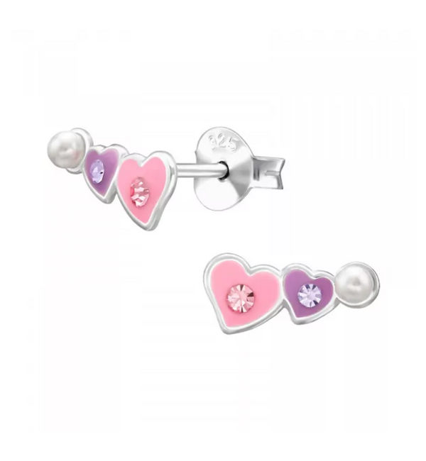 KAYA sieraden  Kinderoorbellen Kristallen Hartje met Parel