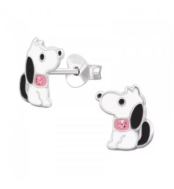 KAYA sieraden Silver children's earrings Dog with Crystal