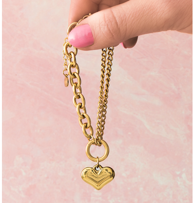 KAYA sieraden Schakelarmband met Chunky Hart