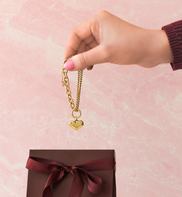 KAYA sieraden Schakelarmband met Chunky Hart | Stainless Steel