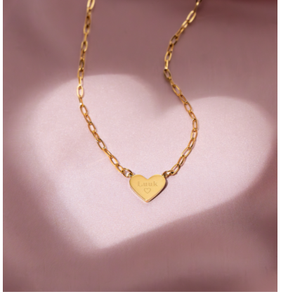 KAYA sieraden Ketting 'Hartje met Naam' | Stainless Steel
