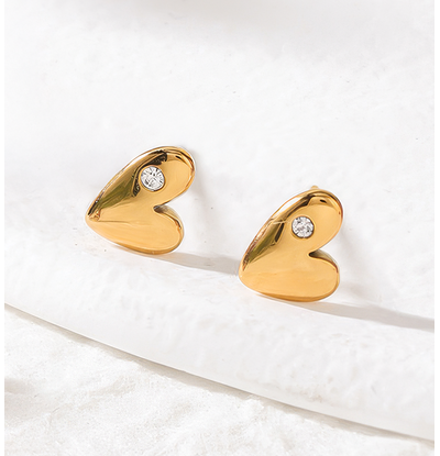 KAYA sieraden Oorbellen Hartjes met kristal |  Stainless Steel