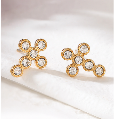 KAYA sieraden Cross earrings with crystal | Stainless Steel